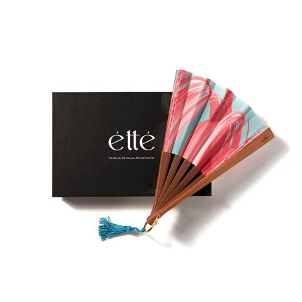 Ventaglio in Legno e Cotone PINK WAWE FLUID Ette 
