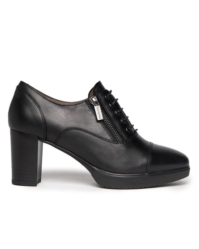 Nero Giardini Francesina con Tacco e Plateau in Pelle Nero - MARIO SPATARELLA