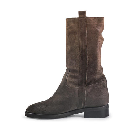 Spatarella Stivaletti Donna Tacco Basso Tubolare in Pelle Ingrassata Taupe LP32 380 TAUPE Spatarella 