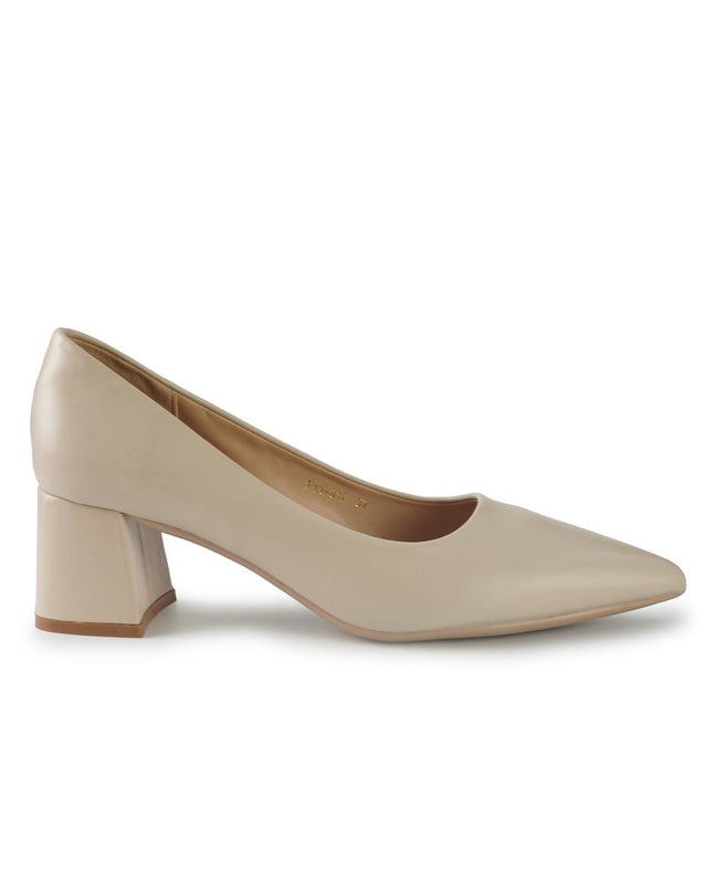 Francesco Milano Decollete in Pelle Beige Tacco Largo F11-01A SACCHETTO Francesco Milano 