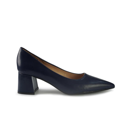 Francesco Milano Decollete in Pelle Blu Tacco Largo F11-01A SACCHETTO NAVY Francesco Milano 