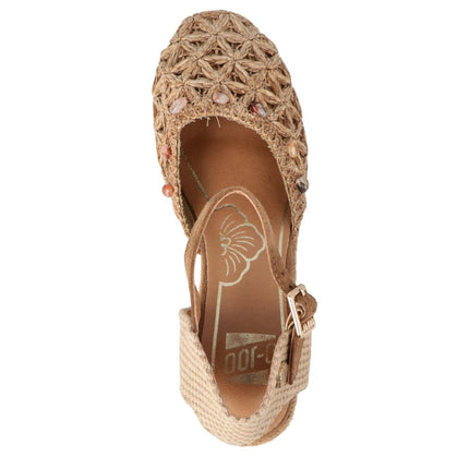O-Joo Espadrillas Donna con Zeppa in Tessuto Sabbia GERI FLOWER NATURAL O-JOO 