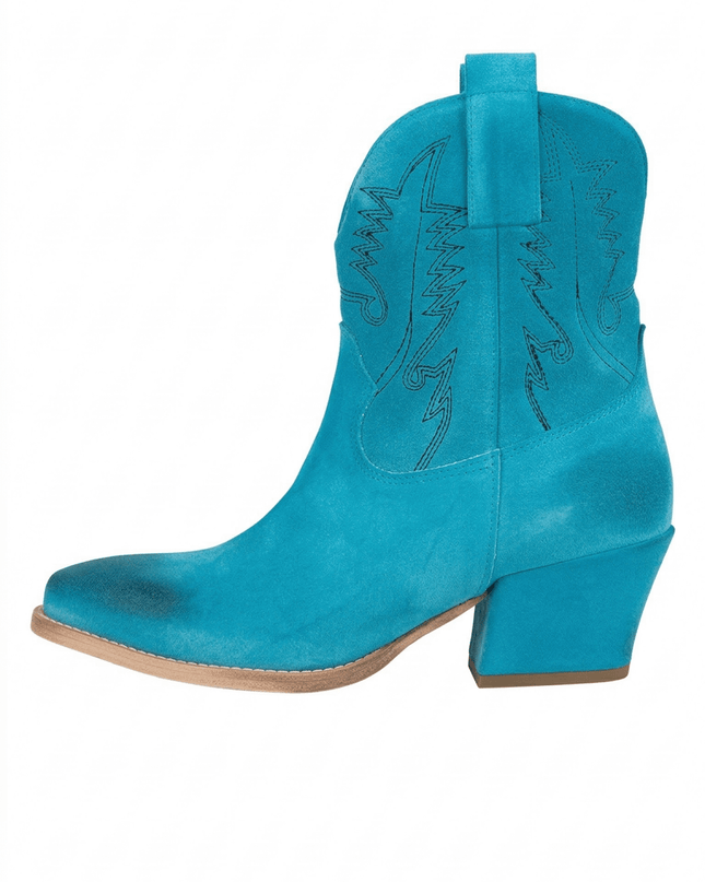 Spatarella Stivaletto Texano Tubolare in Camoscio Azzurro - MARIO SPATARELLA