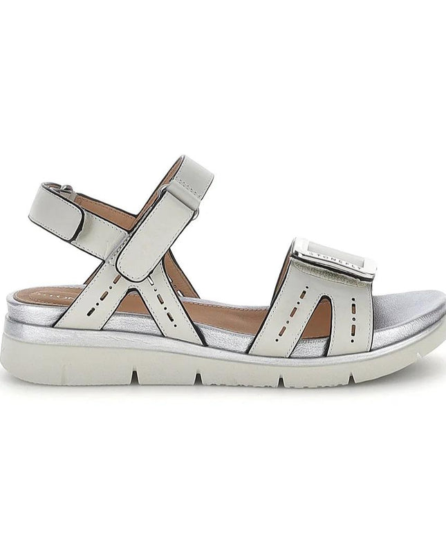 Stonefly Sandalo Basso Donna con Doppio Velcro in Pelle Bianca 223658 ELODY LASER BIRCH Stonefly 
