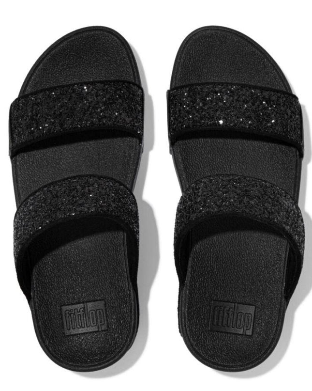 FitFlop ET3-339 LULUGLITTER SLIDES BLACK