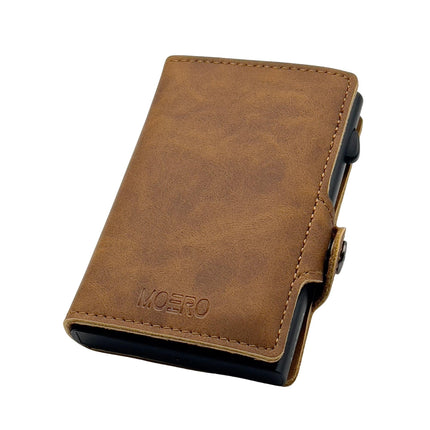 Portafoglio Slim VINTAGE LIGHT BROWN BUFFALO ZIP CUOIO Moero 