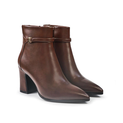 Exe Stivaletti Donna a Punta e Tacco in Ecopelle Marrone SJ1066 BROWN Exe 