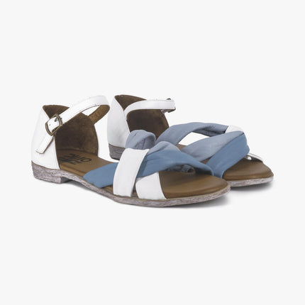 Sandali Donna Bassi in Pelle Y3405 AZZURRO Bueno 
