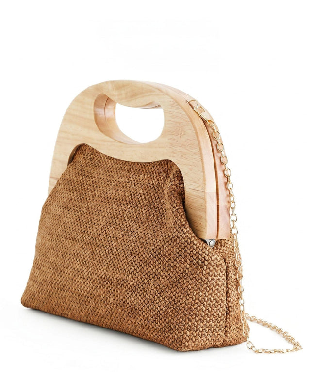 Exe Borsa Clutch Pochette Donna a Mano e Tracolla in Tessuto Cuoio - MARIO SPATARELLA