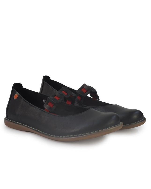 Jungla Ballerina Donna con Elastico in Pelle Nera - MARIO SPATARELLA