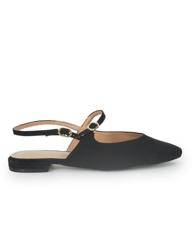 ClaudV Chanel Donna Sling Back Tacco Basso in Camoscio Nero - MARIO SPATARELLA