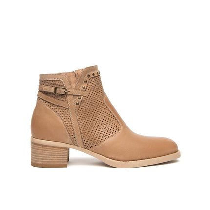 NeroGiardini Stivaletti Donna con Tacco in Pelle Cuoio - MARIO SPATARELLA