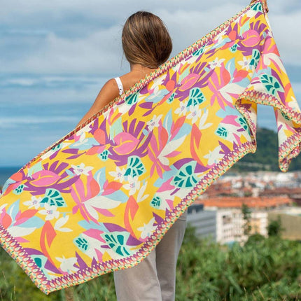 Foulard in Lana Misto Seta Giallo ASW35F AMARILLO Colores de Otono 
