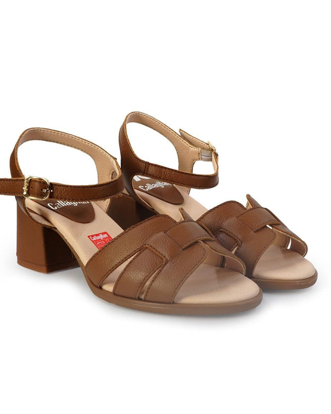 Callaghan Sandali Donna con Tacco in Pelle Camel Cuoio - MARIO SPATARELLA