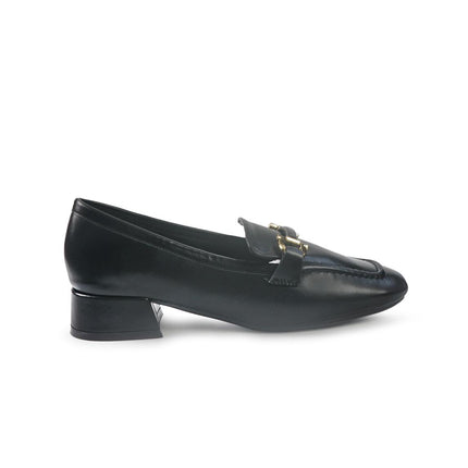 Mocassini Donna con Tacco e Morsetto in Pelle Nero YD05-12A BLACK ClaudV 