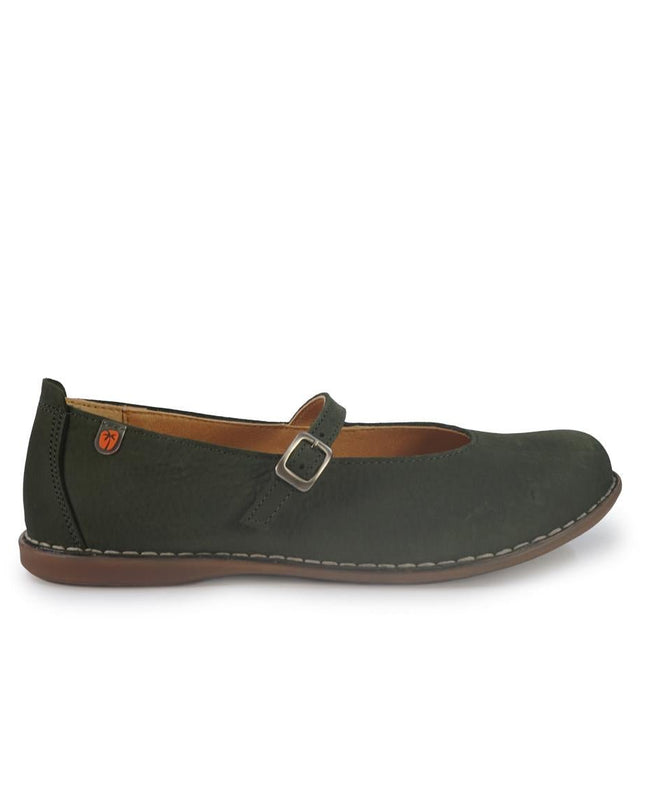 Jungla Ballerina Donna con Cinturino in Pelle Nabuk Verde - MARIO SPATARELLA