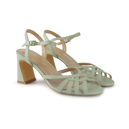 Francesco Milano Sandali Donna con Tacco in Pelle Verde G41-03 VERONA V Francesco Milano 