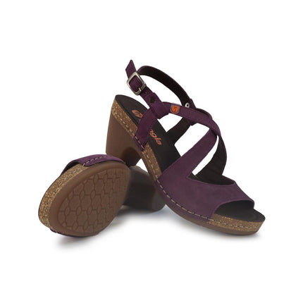 Jungla Sandalo Donna con Tacco in Pelle Nabuk Viola - MARIO SPATARELLA