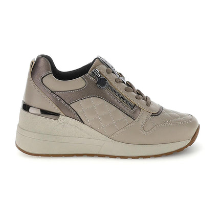 Stonefly Sneakers con Zeppa Lacci e Zip in Pelle Taupe 223107 MINA TAUPE GRAY Stonefly 