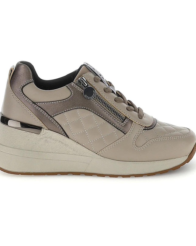 Stonefly Sneakers con Zeppa Lacci e Zip in Pelle Taupe 223107 MINA TAUPE GRAY Stonefly 