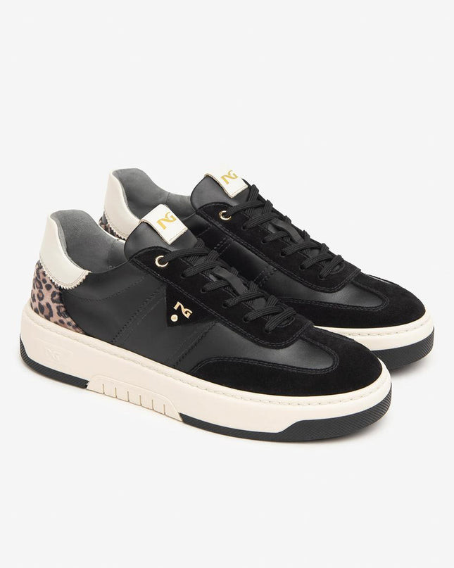 Nero Giardini Sneakers Donna in Pelle Nero Multicolor Animalier I411645D NERO 100 Nero Giardini 