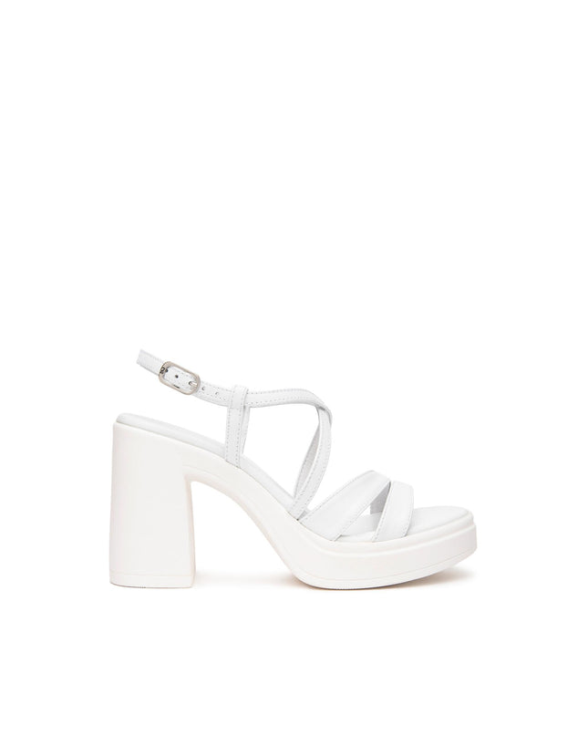 Nero Giardini Sandali Donna con Tacco Alto e Plateau in Pelle Bianca - MARIO SPATARELLA