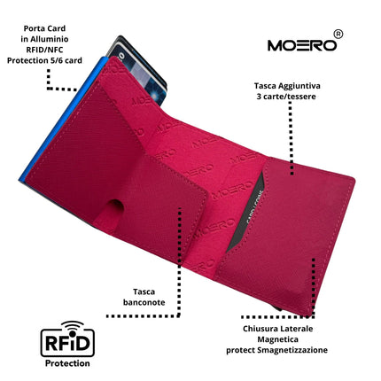 Moero Pro Saffiano Magenta Zip Portafoglio Slim PRO SAFFIANO MAGENTA ZIP CARD Moero 