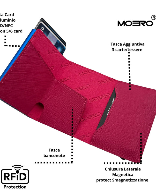 Moero Pro Saffiano Magenta Zip Portafoglio Slim PRO SAFFIANO MAGENTA ZIP CARD Moero 