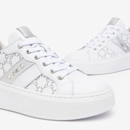 Nero Giardini Sneakers Donna con Zeppa in Pelle Bianca E513080D BIANCO 707 Nero Giardini 