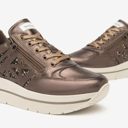 Nero Giardini Sneakers Donna in Pelle Laminata Moro e Glitter - MARIO SPATARELLA