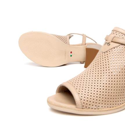 Nero Giardini Sandali Donna con Tacco in Pelle Microforata Champagne - MARIO SPATARELLA