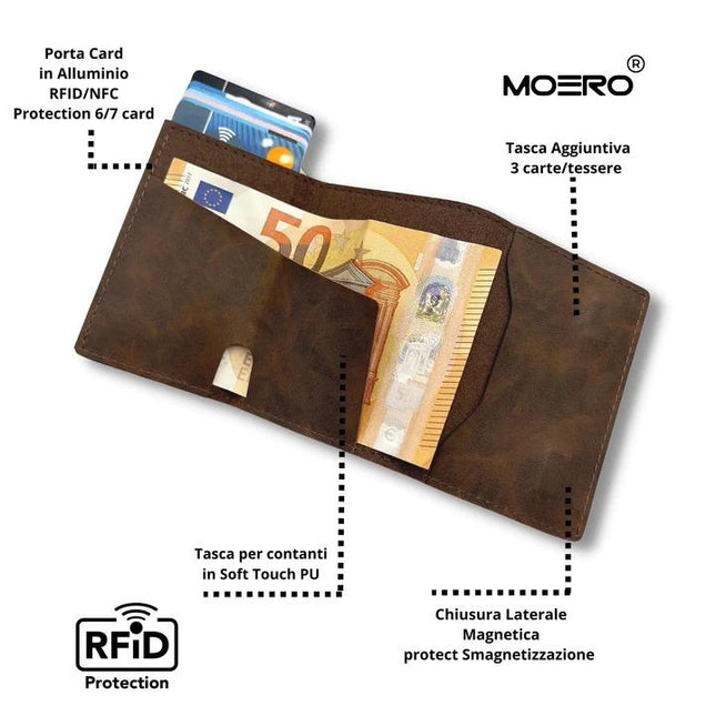 Moero Pro Vintage Dark Brown Zip Portafoglio Slim - MARIO SPATARELLA