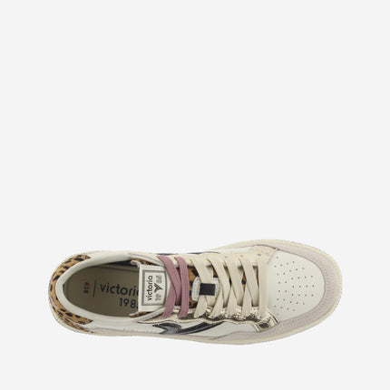 Victoria Sneakers Donna Bassa in Pelle Taupe Animalier Multi 8806114 SMASH ANIMALIER Victoria 