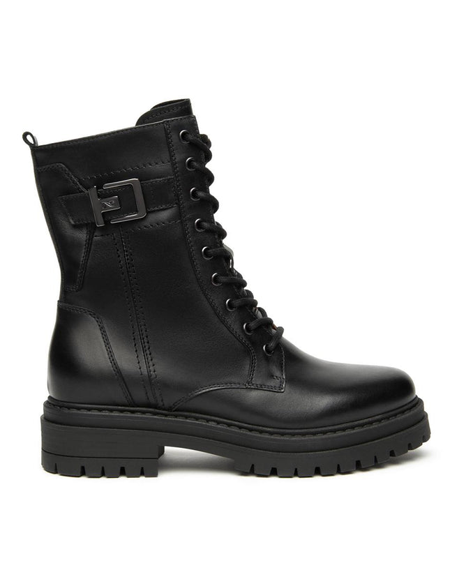 Nero Giardini Anfibi Donna in Pelle Nero - MARIO SPATARELLA