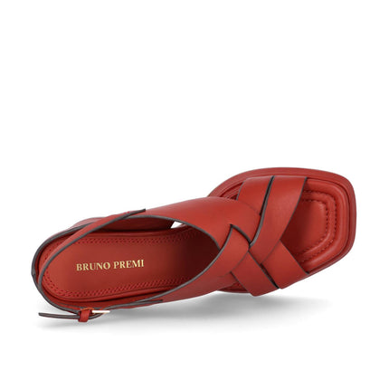 Bruno Premi Sandalo Donna con Plateau in Pelle Mattone - MARIO SPATARELLA