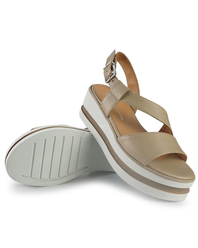 Gianmarco Sorelli Sandalo Donna Platform con Zeppa in Pelle Beige 1998 XARA FANGO Gianmarco Sorelli 