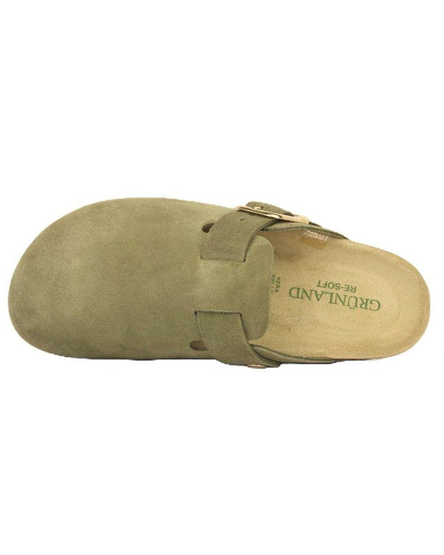 Grunland Sandali Plantare Morbido Sughero Bio Donna in Camoscio Verde CB2609 SARA OLIVA Grunland 