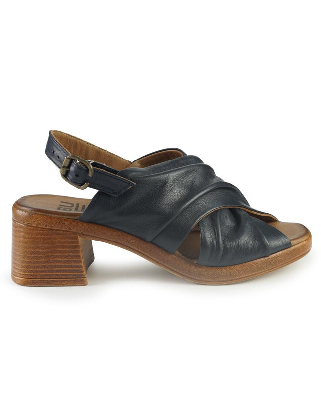 Bueno Sandali Donna con Tacco in Pelle Blu E3800 NAVY Bueno 