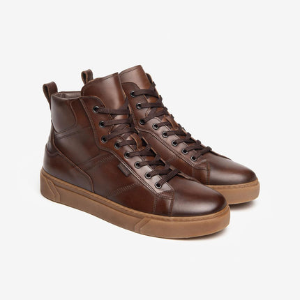 Nero Giardini Sneakers Alta Uomo in Pelle Marrone I400457U BEIGE 412 Nero Giardini 