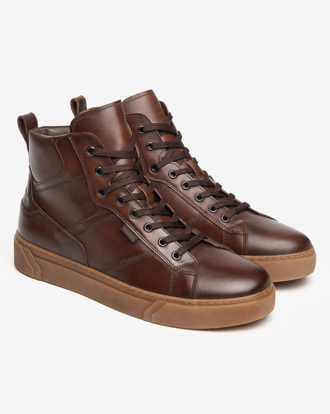 Nero Giardini Sneakers Alta Uomo in Pelle Marrone I400457U BEIGE 412 Nero Giardini 