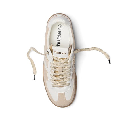 Verbenas Sneakers Bassa Donna in Pelle Bianca Profili Oro - MARIO SPATARELLA