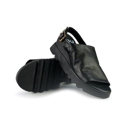 Bueno Sandali Donna con Zeppa in Pelle Nero Y8607 BLACK Bueno 