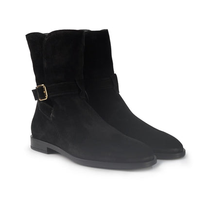 Stivaletti Donna tacco Basso Camoscio Nero 88G6 BLACK Frau 