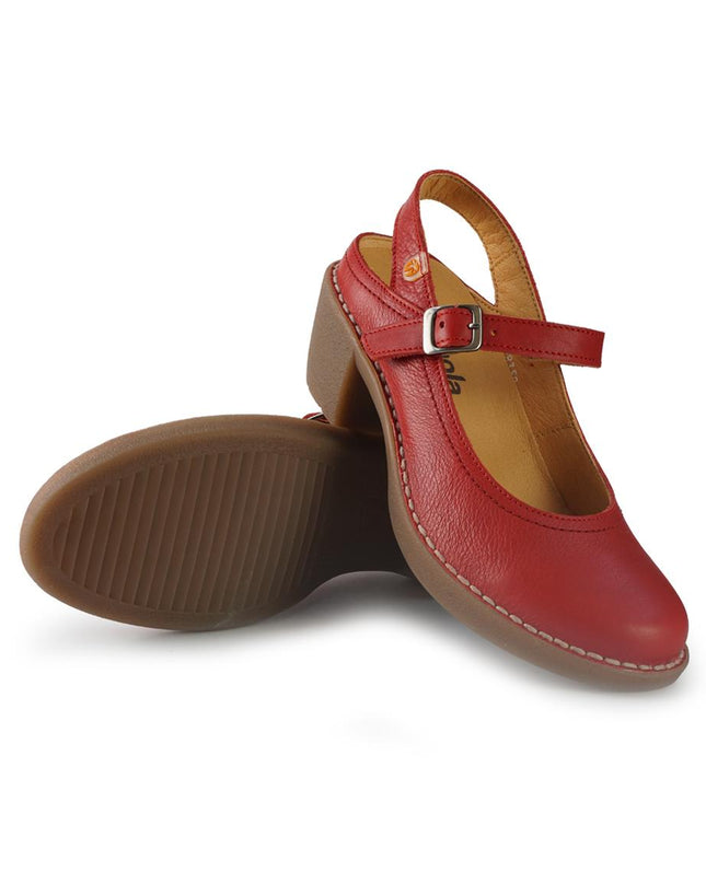 Jungla Pump Slingback con Tacco in Pelle Rosso 8350 ROJO Jungla 