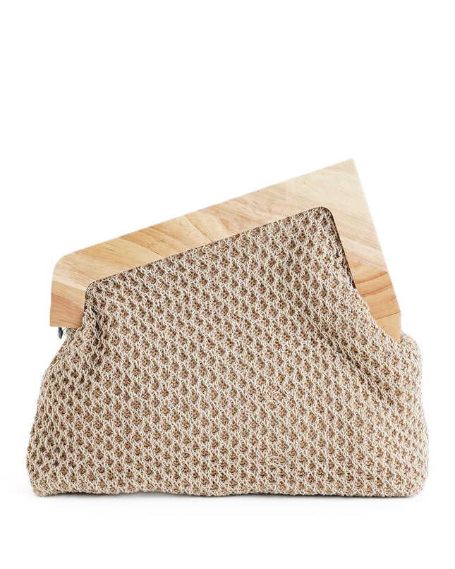 Exe Borsa Clutch Pochette Donna a Mano e Tracolla in Tessuto Beige - MARIO SPATARELLA
