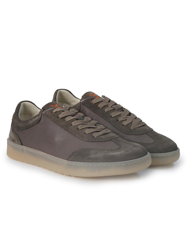 Vueva Sneakers Basse Uomo in Pelle e Camoscio Grigio Terra - MARIO SPATARELLA