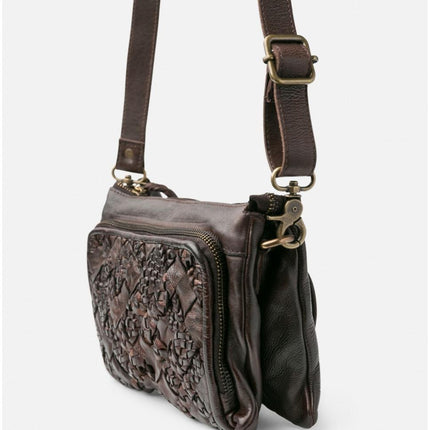 Biba Borsetta a Tracolla in Pelle Intrecciata Marrone - MARIO SPATARELLA