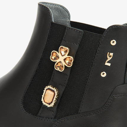 Nero Giardini Stivaletto Chelsea Donna con Charms in Pelle Nero I514173D NERO 100 Nero Giardini 