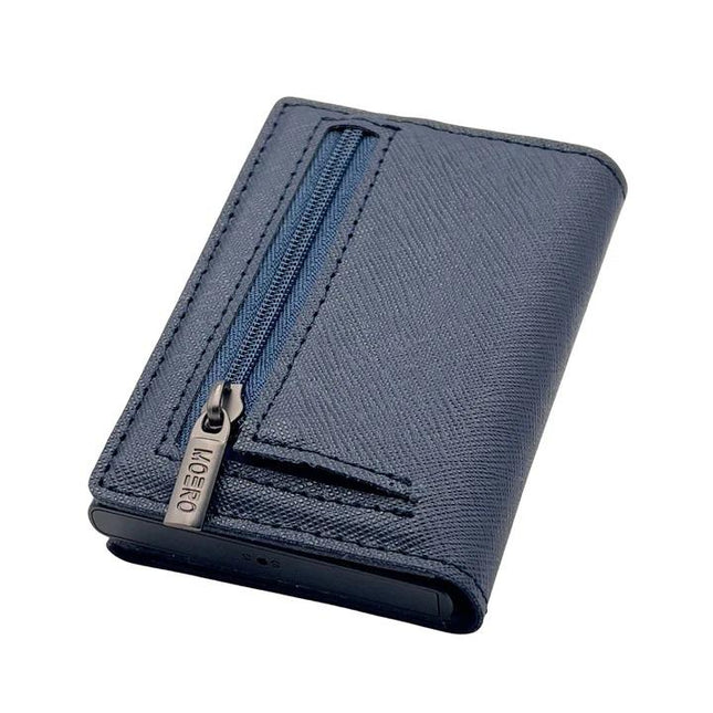 Moero Pro Saffiano Blu Zip Portafoglio Slim - MARIO SPATARELLA