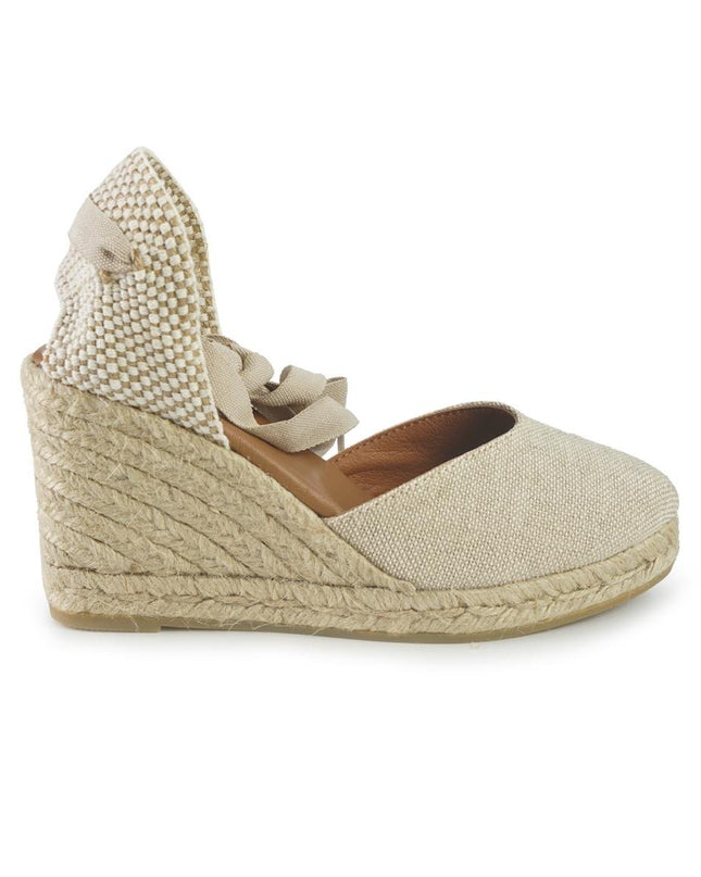 Viguera Espadrillas Alpargatas Donna con Lacci Lunghi in Lino Naturale - MARIO SPATARELLA